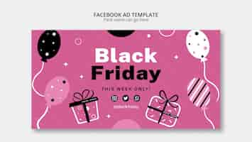 Free PSD hand drawn black friday facebook template