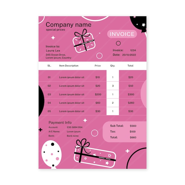 Free PSD hand drawn black friday invoice template