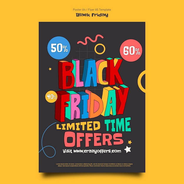 Free PSD hand drawn black friday poster template