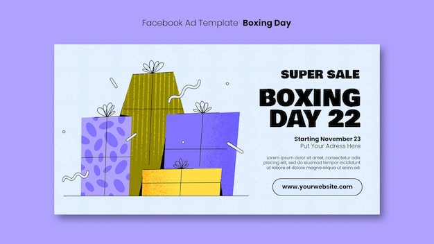 Free PSD hand drawn boxing day facebook template