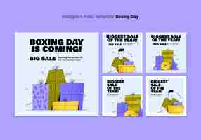 Free PSD hand drawn boxing day instagram posts template
