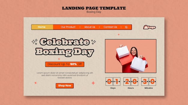 Hand drawn boxing day landing page template