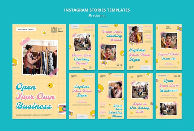 Free PSD hand drawn business strategy instagram stories