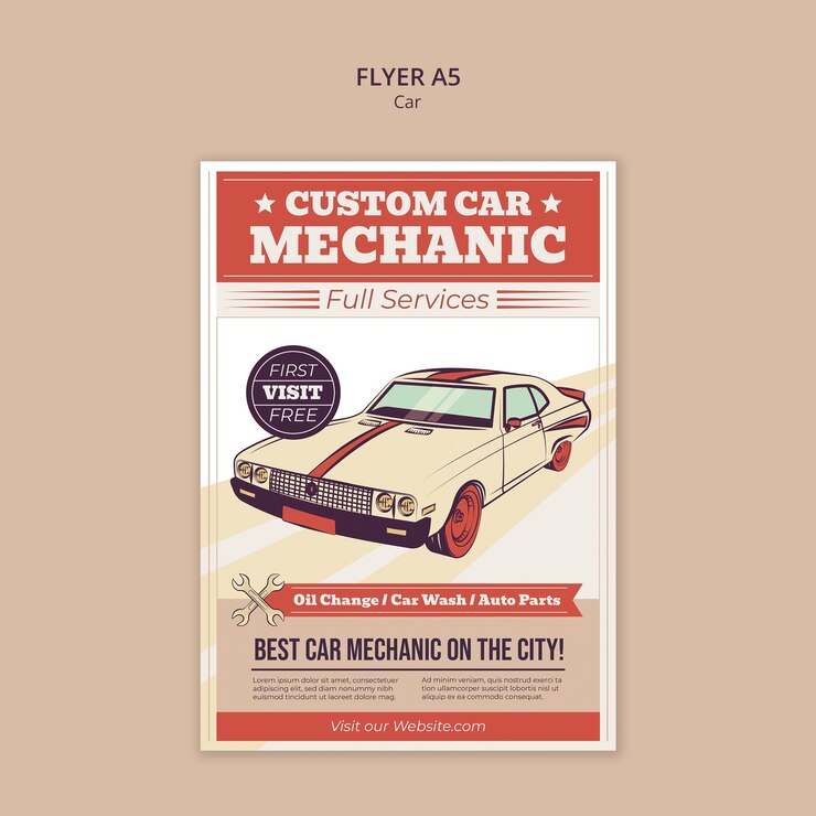 Free PSD hand drawn car garage template