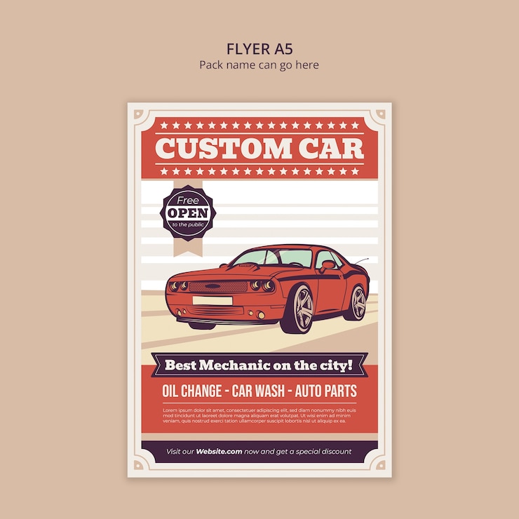 Free PSD hand drawn car garage template
