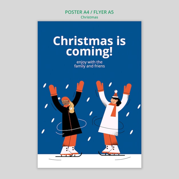 PSD gratuito modello del manifesto di celebrazione di natale disegnato a mano