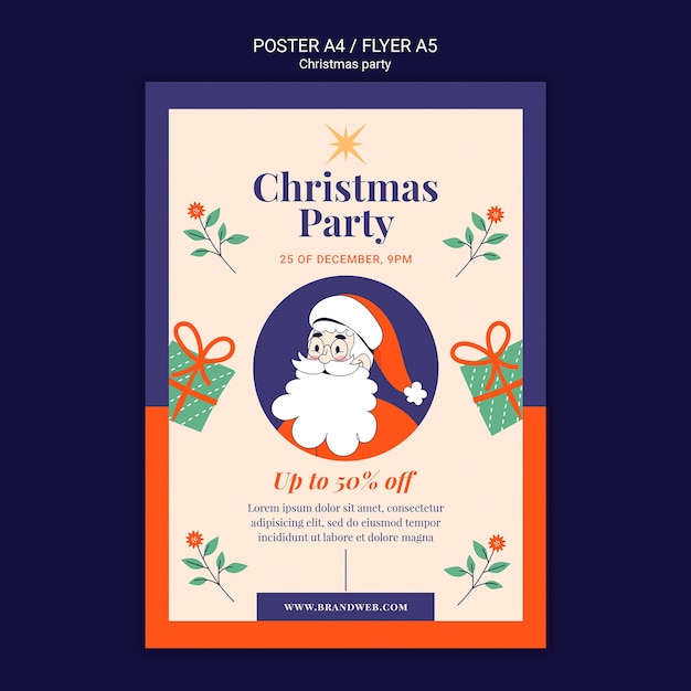 hand drawn christmas party poster