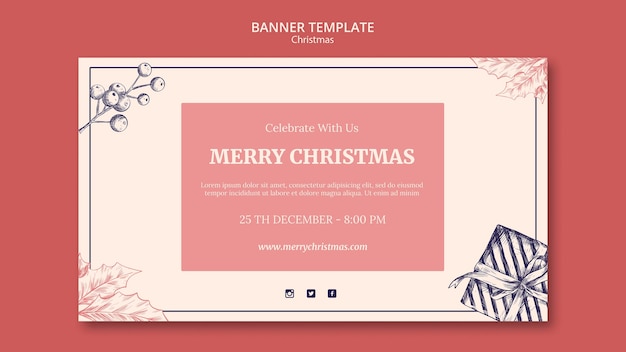 Hand drawn christmas template banner