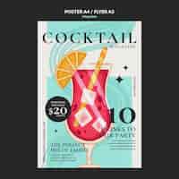 Free PSD hand drawn cocktail magazine poster