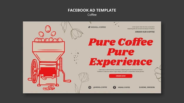 PSD gratuito modello facebook caffè disegnato a mano