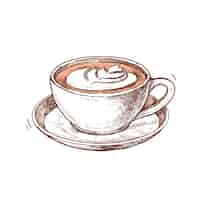 Free PSD hand drawn coffee illustration