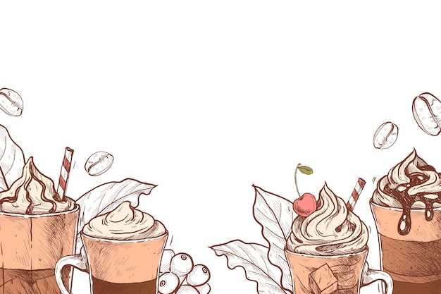 Free PSD hand drawn coffee illustration