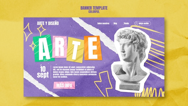 Free PSD hand drawn colorful event landing page