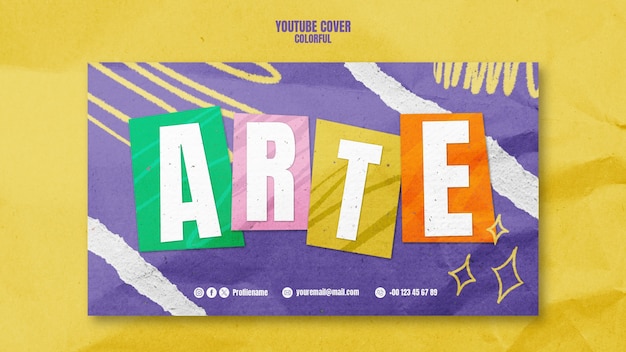 PSD gratuito copertina youtube dell'evento colorata disegnata a mano