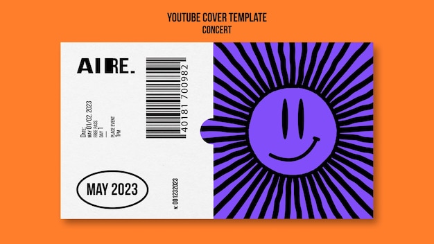Бесплатный PSD Ручной обращается шаблон обложки концерта youtube