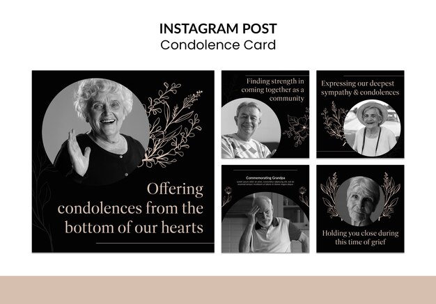 Hand drawn condolence card instagram posts