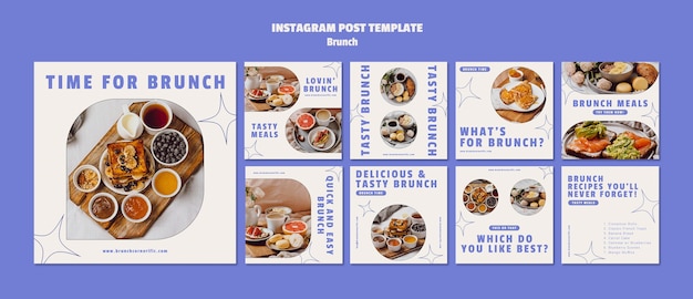 Hand drawn delicious brunch instagram posts