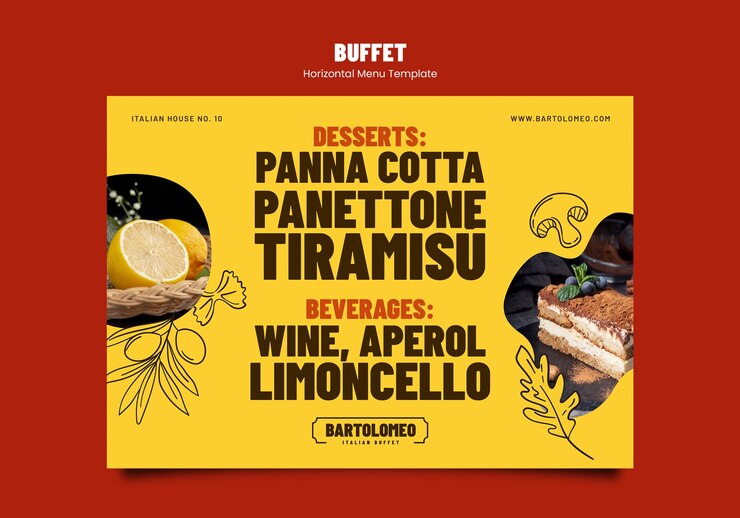 Free PSD hand drawn delicious buffet template
