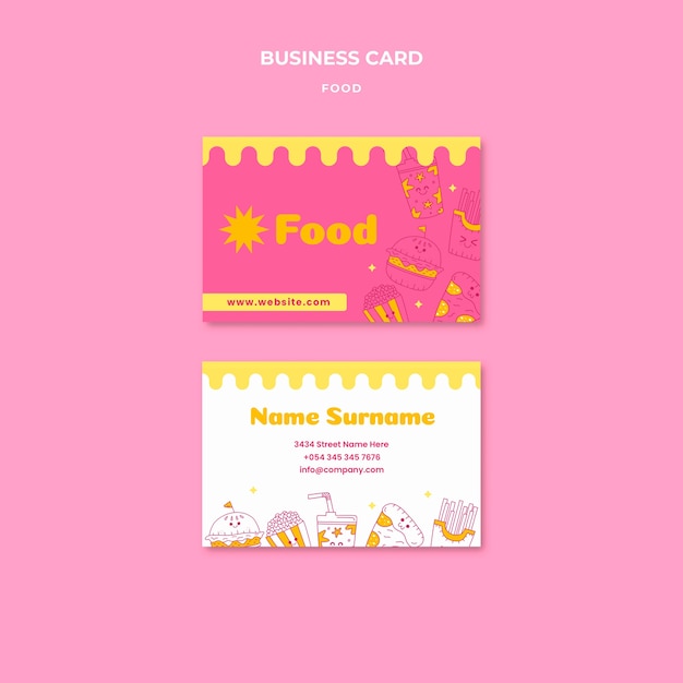 Free PSD hand drawn delicious food business card