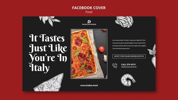 hand drawn delicious food facebook cover