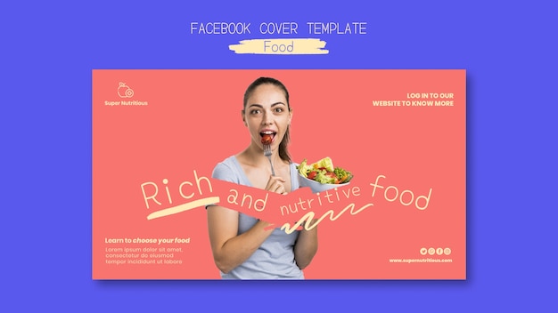 無料PSD 手描きのおいしい食べ物facebookカバー