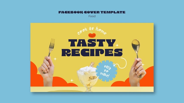 無料PSD 手描きのおいしい食べ物facebookカバー