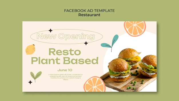 PSD gratuito modello di facebook di cibo delizioso disegnato a mano