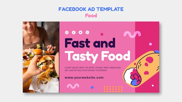 無料PSD 手描きのおいしい食べ物facebookテンプレート