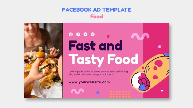 hand drawn delicious food facebook template