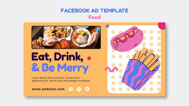 hand drawn delicious food facebook template