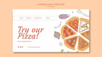 Free PSD hand drawn delicious food restaurant landing page