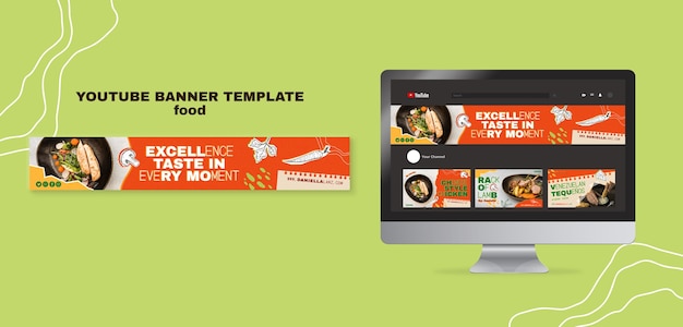 Delicious Food YouTube Banner PSD Template – Free PSD Download