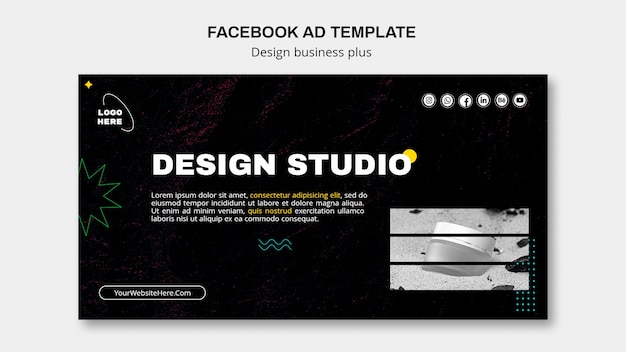 PSD gratuito modello di facebook aziendale di design disegnato a mano