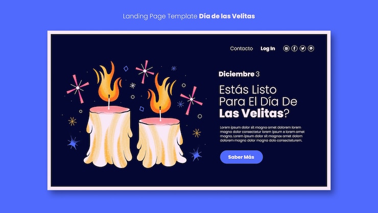 免費 PSD 手繪的 dia de las velitas 登陸頁面