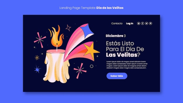 PSD gratuito pagina di destinazione dia de las velitas disegnata a mano