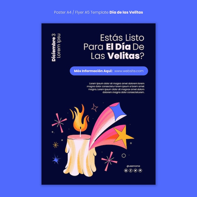 無料PSD 手描きのdia de las velitasポスター