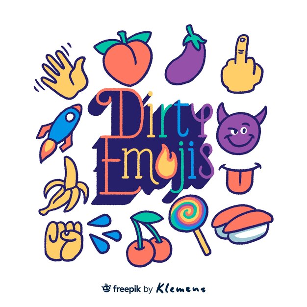 Hand drawn dirty emojis set