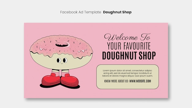 Free PSD hand drawn doughnut shop facebook template