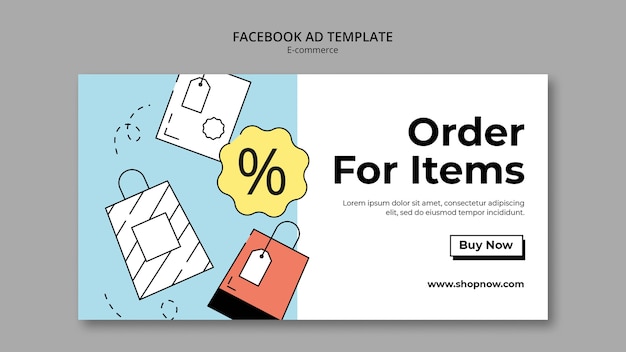 Free PSD hand drawn e-commerce facebook template