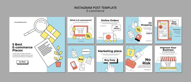 Hand drawn e-commerce instagram posts template