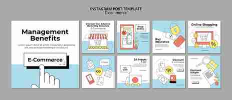 無料PSD 手描きのeコマースinstagram投稿テンプレート