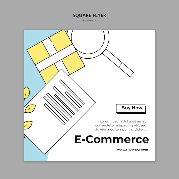 Free PSD hand drawn e-commerce square flyer template