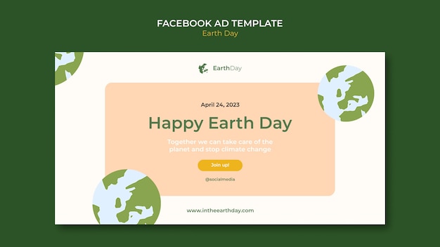 Free PSD hand drawn earth day facebook template