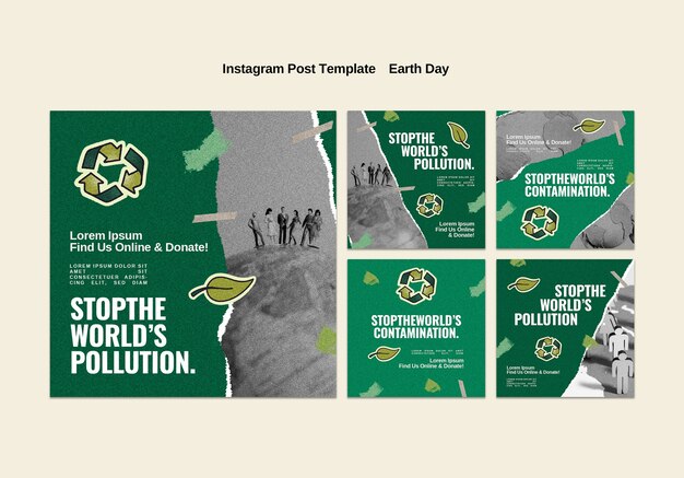 Hand drawn earth day instagram posts
