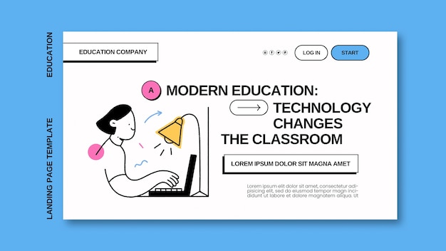 Hand Drawn Education Concept Landing Page – Free Stock Photo Download