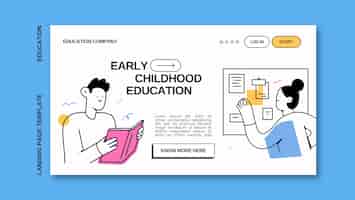 Free PSD hand drawn education concept landing page