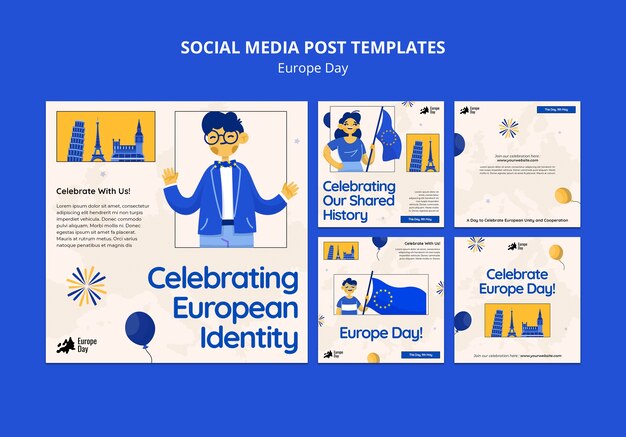 hand drawn europe day instagram posts