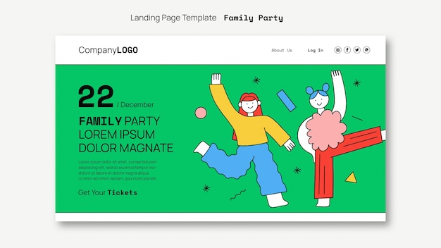 Hand drawn family party landing page