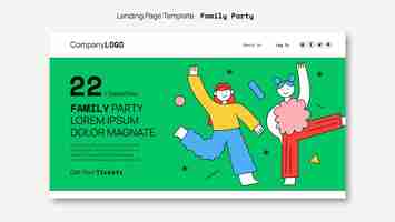 Free PSD hand drawn family party landing page