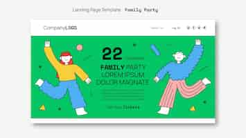 無料PSD 手描きのファミリーパーティーのランディングページ